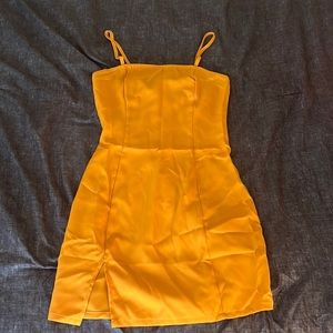Yellow body con dress